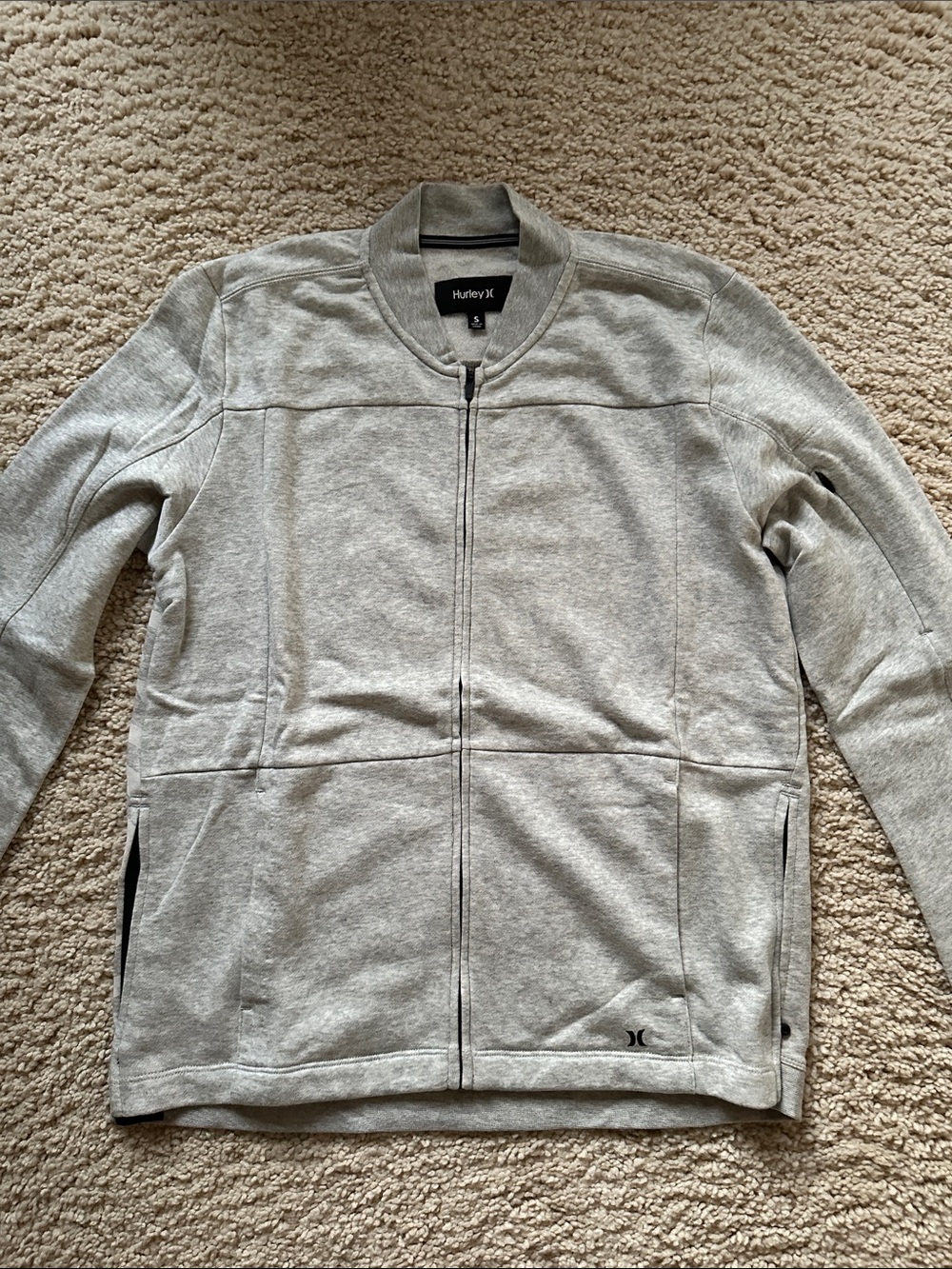 Hurley Womens Heather Gray Full Zip Bomber Sweatshirt
